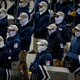 Members of the Patriot Front, an American white nationalist group, marches along Constitution Avenue in Washington, D.C. on January 21, 2022.